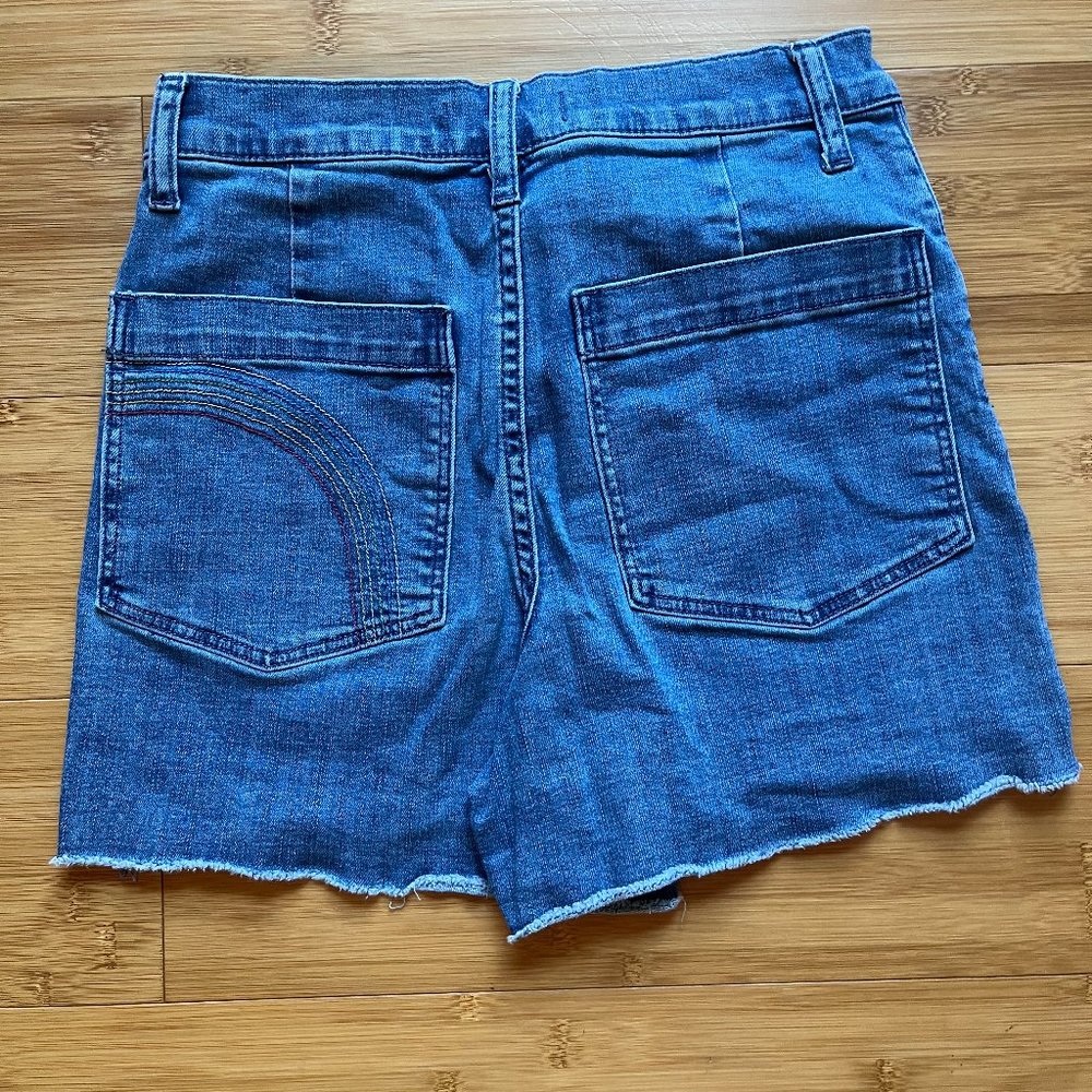 Madewell cutoff denim shorts with cute rainbow embroidery